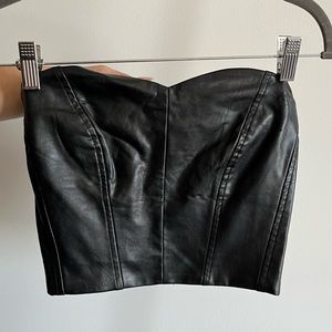 Strapless Leather Crop Top